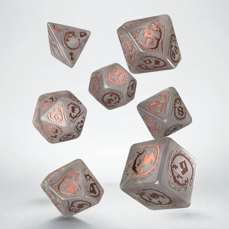 Q Workshop Dragons Dice Set Quartz (7 pezzi) – Set di Dadi Poliedrici per Giochi di Ruolo