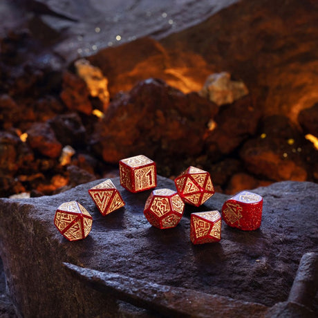 Q Workshop Dwarven Dice Set Jewels (7 pezzi) – Set di Dadi Poliedrici per Giochi di Ruolo
