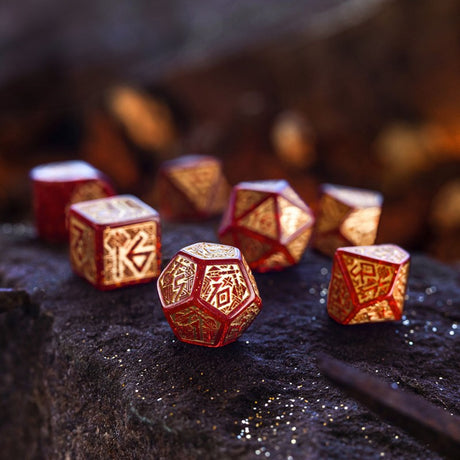 Q Workshop Dwarven Dice Set Jewels (7 pezzi) – Set di Dadi Poliedrici per Giochi di Ruolo