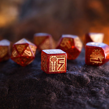 Q Workshop Dwarven Dice Set Jewels (7 pezzi) – Set di Dadi Poliedrici per Giochi di Ruolo