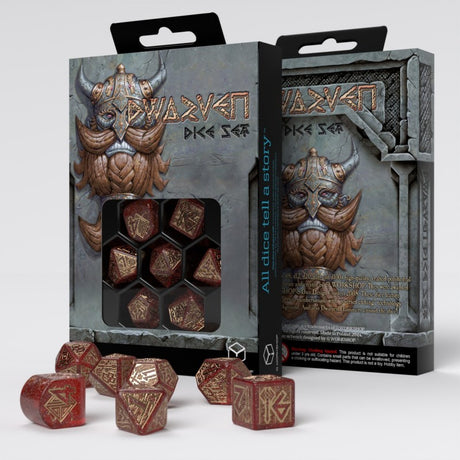 Q Workshop Dwarven Dice Set Jewels (7 pezzi) – Set di Dadi Poliedrici per Giochi di Ruolo