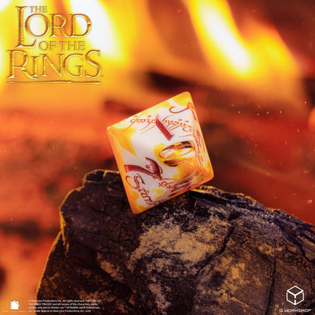 Q Workshop The Lord of the Rings Ring-bearers Full Art Dice Set Whitefire Radiance (7 pezzi) – Set di Dadi per Giochi di Ruolo