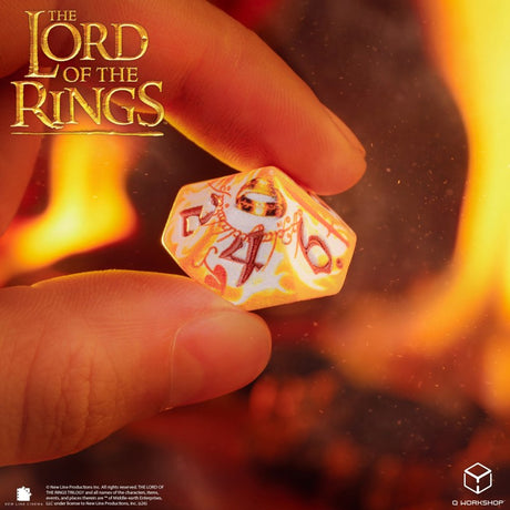 Q Workshop The Lord of the Rings Ring-bearers Full Art Dice Set Whitefire Radiance (7 pezzi) – Set di Dadi per Giochi di Ruolo