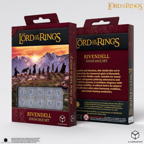 Q Workshop The Lord of the Rings Rivendell Stone 10×D6 Dice Set – Set di 10 Dadi a Sei Facce