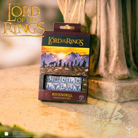 Q Workshop The Lord of the Rings Rivendell Stone 10×D6 Dice Set – Set di 10 Dadi a Sei Facce