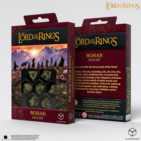 Q Workshop The Lord of the Rings Rohan Dice Set (7 pezzi) – Set di Dadi Poliedrici per Giochi di Ruolo