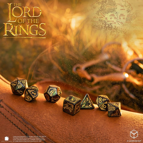 Q Workshop The Lord of the Rings Rohan Dice Set (7 pezzi) – Set di Dadi Poliedrici per Giochi di Ruolo