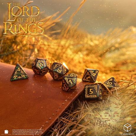 Q Workshop The Lord of the Rings Rohan Dice Set (7 pezzi) – Set di Dadi Poliedrici per Giochi di Ruolo