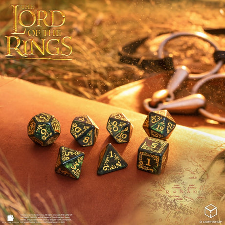 Q Workshop The Lord of the Rings Rohan Dice Set (7 pezzi) – Set di Dadi Poliedrici per Giochi di Ruolo