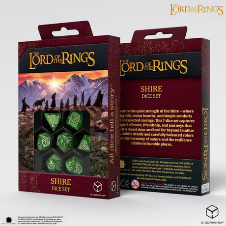 Q Workshop The Lord of the Rings Shire Dice Set (7 pezzi) – Set di Dadi Poliedrici per Giochi di Ruolo