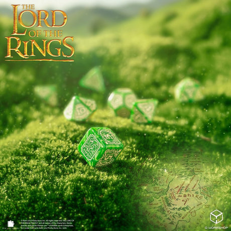 Q Workshop The Lord of the Rings Shire Dice Set (7 pezzi) – Set di Dadi Poliedrici per Giochi di Ruolo