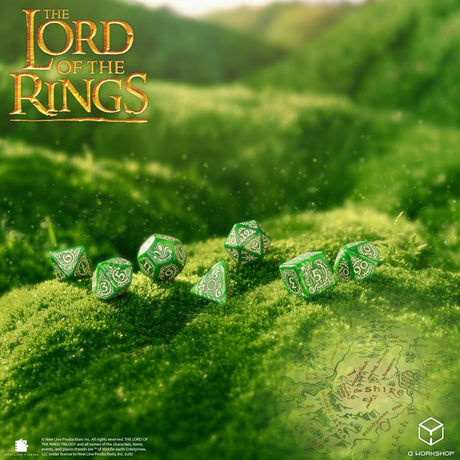 Q Workshop The Lord of the Rings Shire Dice Set (7 pezzi) – Set di Dadi Poliedrici per Giochi di Ruolo