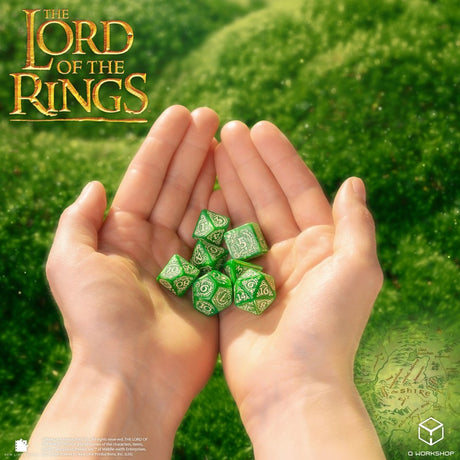 Q Workshop The Lord of the Rings Shire Dice Set (7 pezzi) – Set di Dadi Poliedrici per Giochi di Ruolo