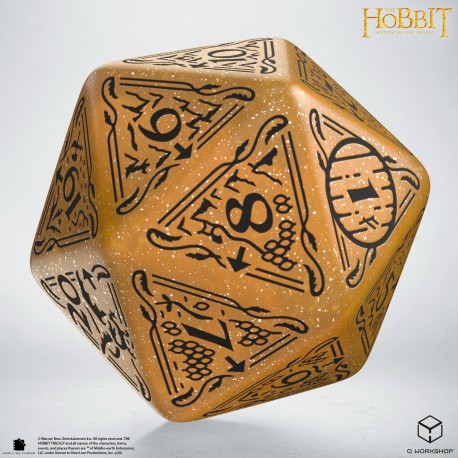 Q WORKSHOP The Hobbit Spindown D20 Jumbo Solaris - dado giallo con incisioni nere