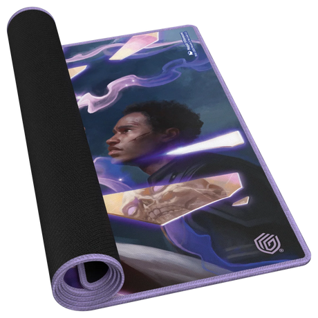Ultimate Guard Play-Mat Reality Fracture Return to the Light Realms – tappetino parzialmente arrotolato e base