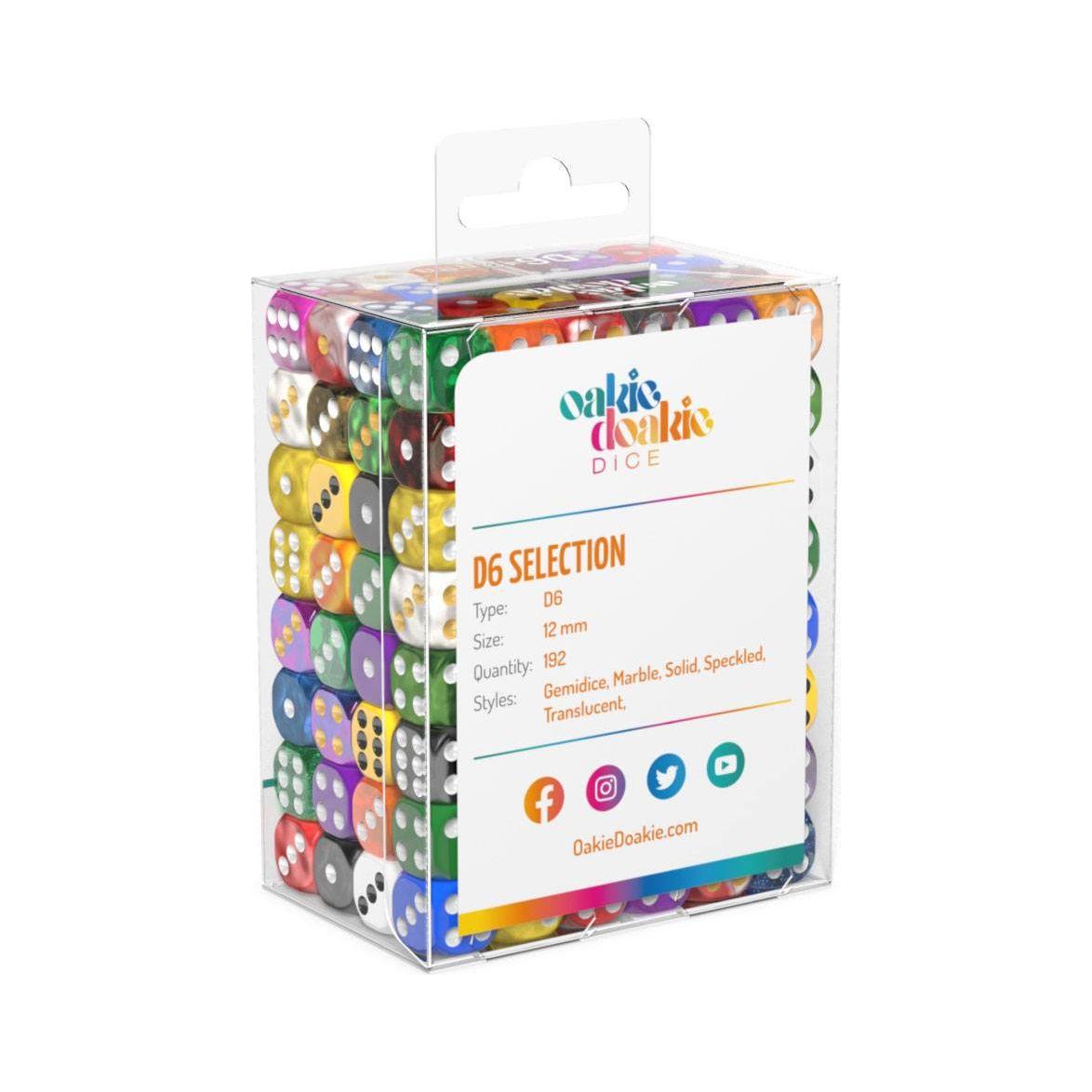 Oakie Doakie Dice Set D6 12 mm Retail Pack Mixed (192 pezzi) – Confezione Mista di Dadi